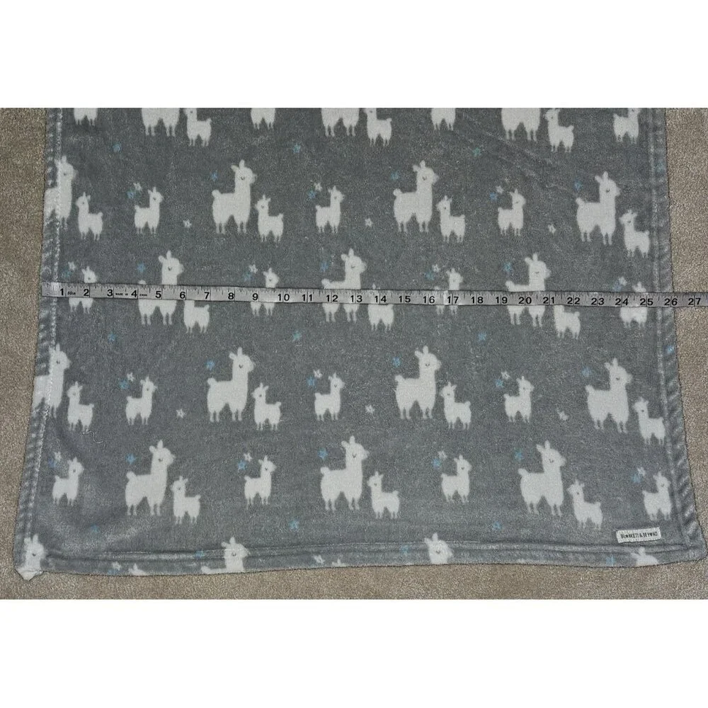 Blankets & Beyond Llama Alpaca Fleece Baby Blanket Gray White 26x30